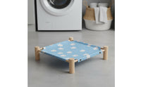 Washable Cover Wooden Frame Cat Bed All-Season Comfort Wooden Frame Pet Cot Breathable Textile Pet Camp Cot Easy to Assemble for Cats, Small Dogs