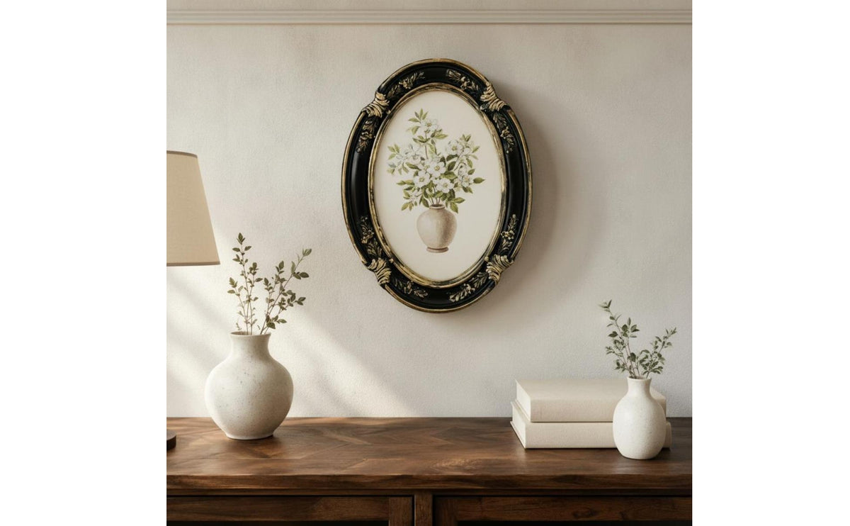 Ornate Oval Picture Frame Antique Style Oval Wall Frame Tabletop Display Home Decor for Living Room, Bedroom, Office