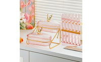 Snack Organizer with Metal Stand Gold Two-Tier Snack Bowl 2-Tier Fruit Bowl Easy to Clean Tray Sturdy for Hosts, Living Room
