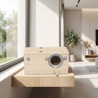 Wood Bird Box and Bird House, Bird Nesting Box for Parakeet and Cockatiel, Nest Box 24.5cm with Perch and Cleaning Panel for Breeding