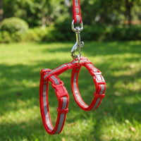 Cat Harness and Leash Set, H-Shaped Harness Leash with Chest Strap, Reflective Outdoor Walking Training Gear, Adjustable Zinc Alloy Buckle Set