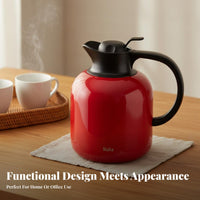 Double-Wall Construction Insulated Tea Steeping Pot Easy Pour Spout Retro Design Vacuum Thermal Carafe Safe for Hosts, Home, Kitchen