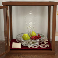Multi-Purpose Ornate Silver Fruit Plate with Handle Stable Base Single Tier Serving Stand European Design Mirrored Dessert Tray for Banquet, Hotel, Wedding, Living Room