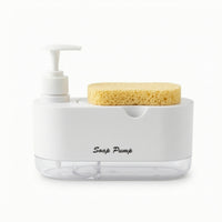 Space-Saving Soap Dispenser with Sponge Holder Compact Dish Soap Pump with Sponge Tray Refillable Ventilated for Countertop