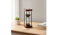 Decorative Glass Hourglass with Wooden Base Vintage-Inspired Tabletop Hourglass Timer Elegant Retro Sand Glass Antique for Students, Readers, Desk, Office, Bookshelf