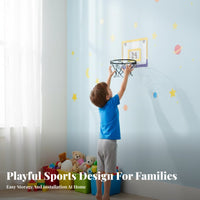 Punch-No-Drill Installation Foldable Basketball Hoop Easy to Install Wall-Mounted Basketball Set Quiet Play Shatterproof Backboard for Toddlers, Students, Bedroom, Playroom, Living Room, Office