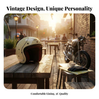 3/4 Retro Helmet Lightweight 3/4 Open Face Helmet Multi-Season Secure Headwear for Motorcyclists, Street Riding, City Commuting