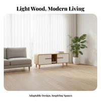 Modern Minimalist Design Wide Television Cabinet firm Wood Legs TV Cabinet with Sliding Doors Rounded Corners Living Room Furniture Space-Saving for Small Apartment Dwellers, Homeowners, Young Adults, Lounge Area, Bedroom, Office