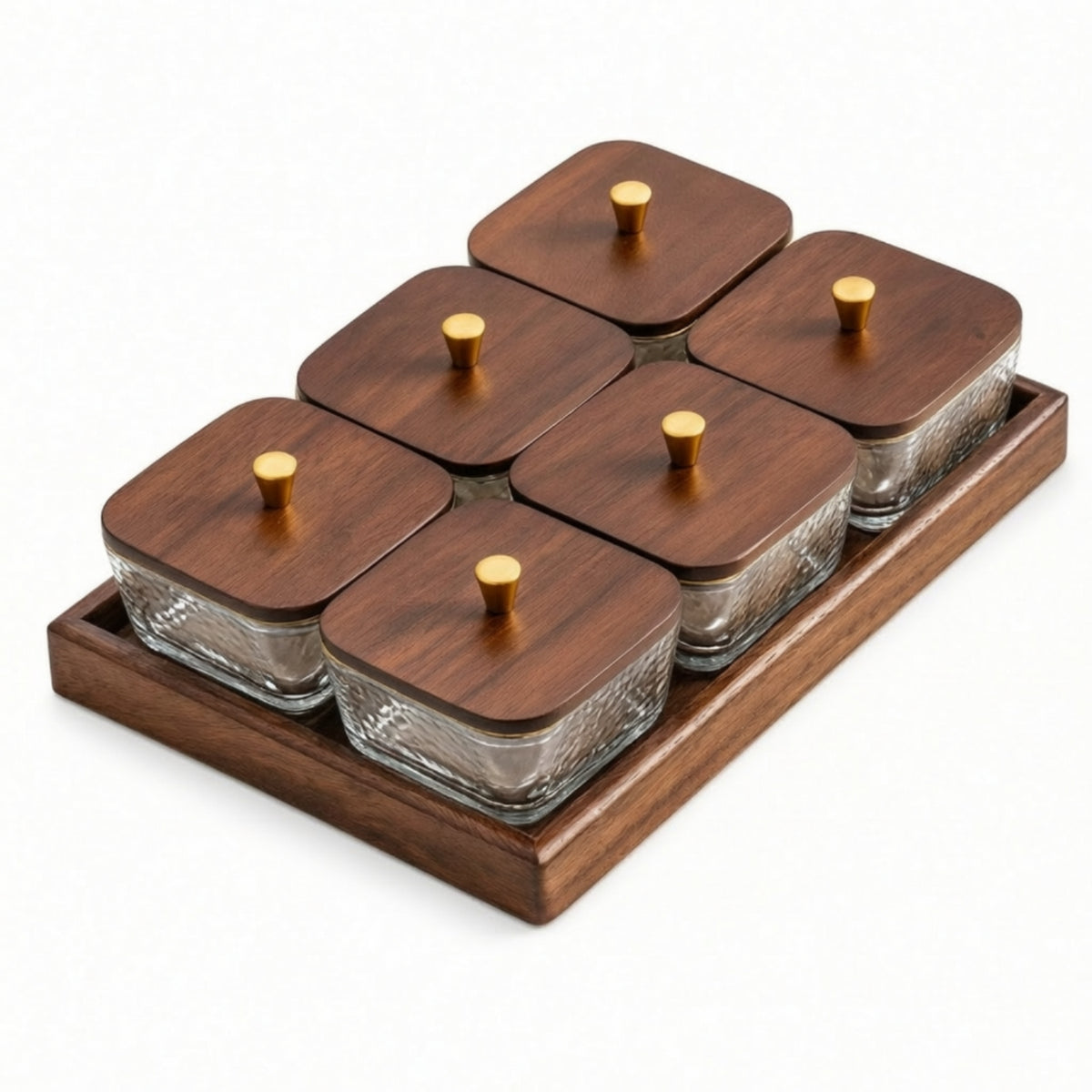 Walnut Serving Platter with Bowls Textured for Hosts, Homeowners