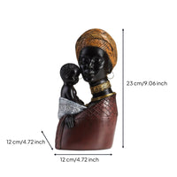 Tabletop African Mother and Child Statue Freestanding Mother Holding Child Statue Sturdy Resin Female Bust Long-Lasting for Living Room, Entryway