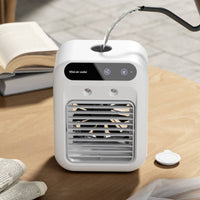 Compact Mini Air Cooler White Evaporative Air Cooler Perforated Vents Mist Fan Humidifying