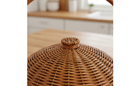 Handmade Imitation Rattan Carrying Basket Handwoven Woven Basket with Lid and Handle Multi-Purpose