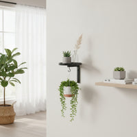 Wall Plant Shelf with Hook Indoor Metal Plant Bracket with Shelf Hanging Planter Bracket Modern Easy to Install