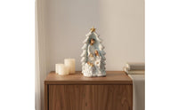 Resin Manger Scene Figurine Modern Design Christmas Tree Nativity Scene Handcrafted Look Holiday Decoration for Christians