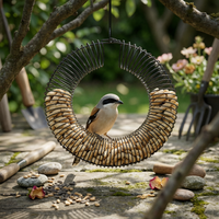 Wreath Peanut Bird Feeder Squirrel Feeder Steel Wreath-Shaped Large Capacity Wildlife Feeding Supply for Yard, Patio