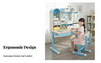 Ergonomic Design Adjustable Desk and Chair Set Tilted Desktop Adjustable kids' Study Station Rounded Corners children's Furniture Safe long-lasting for Students, Parents, school assignments, Homeschooling, Bedroom, Distance Learning