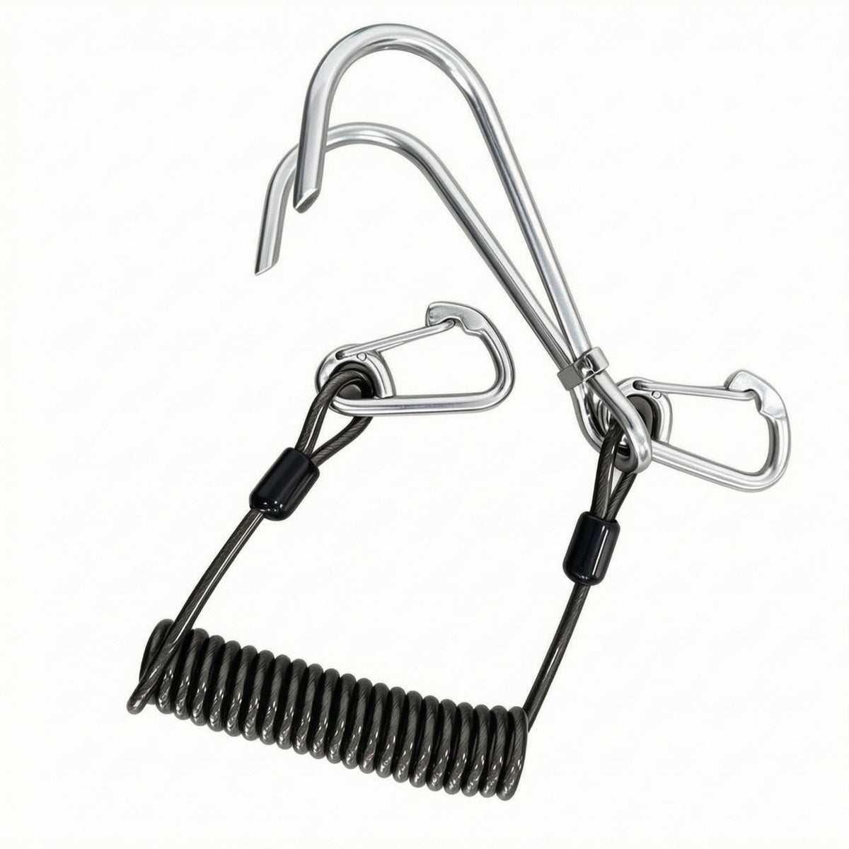 Elastic Tie down Cord 316 Stainless Steel Bungee Cord Coiled Design Fastening Gear Reef Double Hook