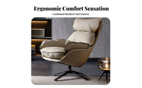 Modern Design Upholstered Swivel Armchair Soft Upholstery Lounge Chair Ergonomic Design Indoor Furniture High Back Support for Readers, Adults, Homeowners, Living Room, Balcony, Reading Nook, Bedroom