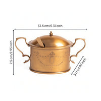 Sugar Bowl with Lid and Spoon Brass Sugar Bowl with Lid Gold-Toned Tableware for Hosts