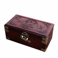 Solid Wood Wooden Jewelry Box With Lock Lockable Keepsake Box Decorative Carved Storage Chest for Bedroom