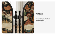 French design Arched Multi-Panel Screen Foldable Room separater Movable Folding Partition Vintage Design for Apartment Dwellers, Homeowners, Interior Designers, Bedroom, Home awayice, Entryway