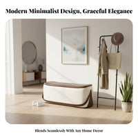 Multi-Functional Design Saddledesign Entryway Bench Comfortable Padded Seat Upholstered Ottoman Safety Hinge Storage Furniture for Apartment Dwellers, Homeowners, Families, Living Room, Hallway, Bedroom, Closet