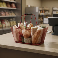 Metal Mesh Storage Basket Black Grip Sleeves Metal Wire Basket Home Organization Label Plate Open Top