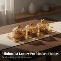Compartmentalized Lidded Snack Container Set Elegant Design Multi-Compartment Snack Dish Great Gift Compartment Serving Dish with Tray Removable Bowls for Parties, Family Gatherings, Holidays, Living Room