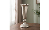 Retro Trumpet Vase Scalloped Ribbed Vase Tall Decorative for Florists, Wedding Planners