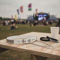 Belt with Chain Punk Studded Belt Edgy for Women, Teens, Concerts, Festivals,
