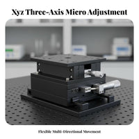 Aluminum Alloy XYZ Axis Manual Stage Stable Performance XYZ 3 Axis Sliding Table Strong Load Capacity Manual Fine-Tuning Sliding Table Wear Resistant for Technicians, Researchers, Laboratoryoratory Oratory, Optical Experiments, Manufacturing