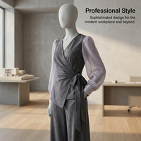 Tracksuit Womens Full Set with Mock Two Piece Top and Wide Leg Pants, Lounge for Casual Wear, 2 Outfits Long Sleeve