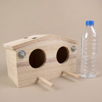 Two-Section Compartment Bird Box with Perches, Cage-Mount Hinged Roof Bird House for Wood Nesting, Space for Aviary and Small Birds