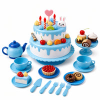 Colorful Plastic Birthday Cake Playset Pastel Style Light-up Singing Cake Cutting Play Decorative for Children