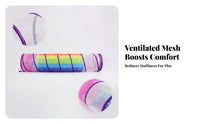 Violet Trim Cylindrical Crawl Tunnel Support Rings Rainbow Mesh Tunnel