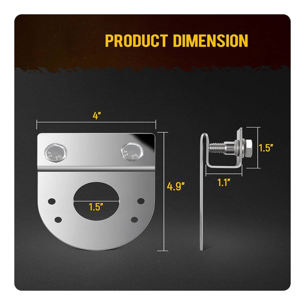 2 Pieces No-Drill Watermelon Light Bracket Easy Installation Truck Underglow Light Bracket Rustproof Automotive Part for Truckers