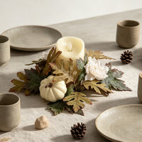 Artificial Peony Candle Ring with Candle Holder