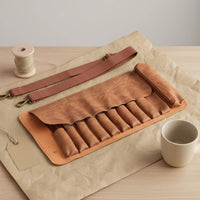 Wear-Resistant 10-Slot Tool Roll Long-Lasting Carving Roll Portable PU Leather Tool Pouch Multiple Pockets for DIY Users, Woodworkers, Workshop