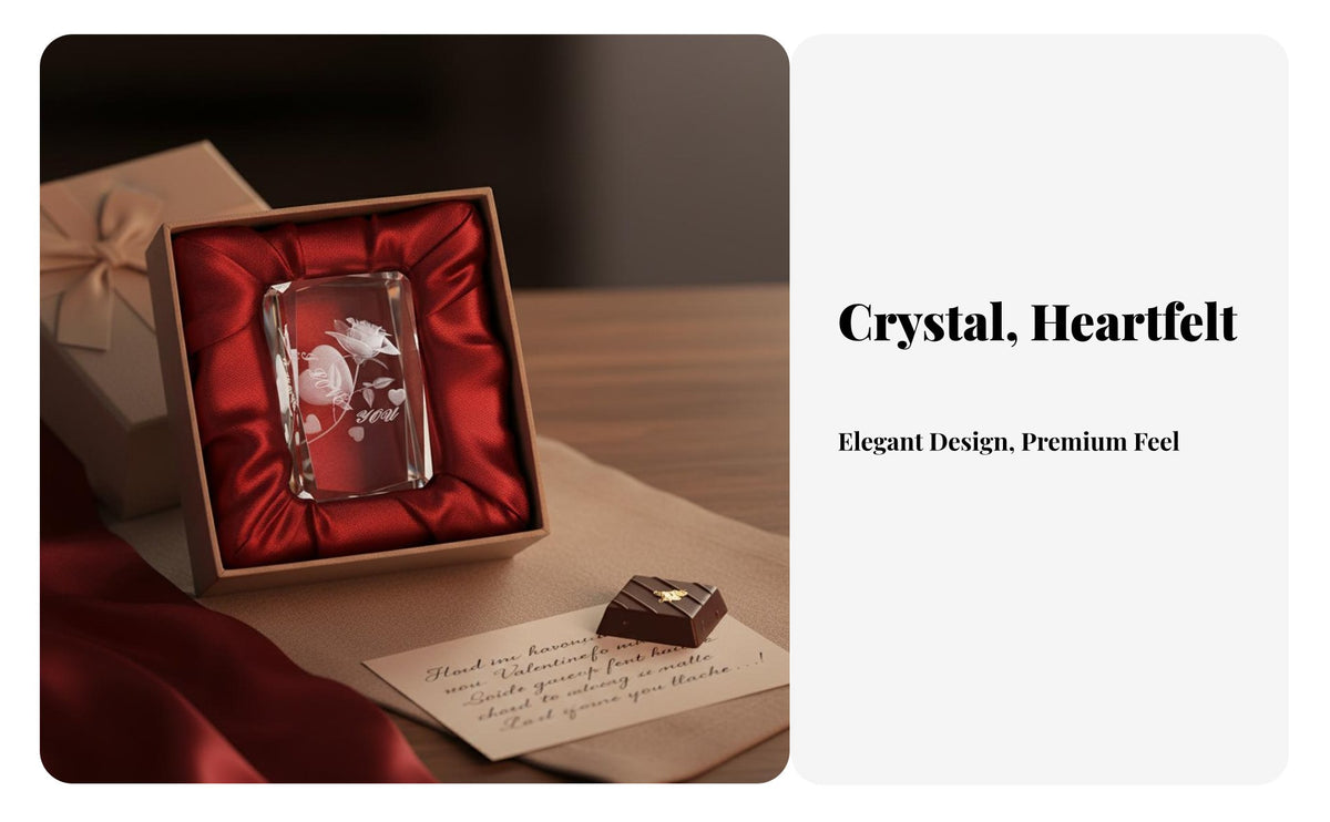 Crystal Flower Figurine Romantic Gift Crystal Flower Statuette Crisp Detail Engraving Engraved Glass Paperweight for Wife, Anniversary, Bedroom Decor