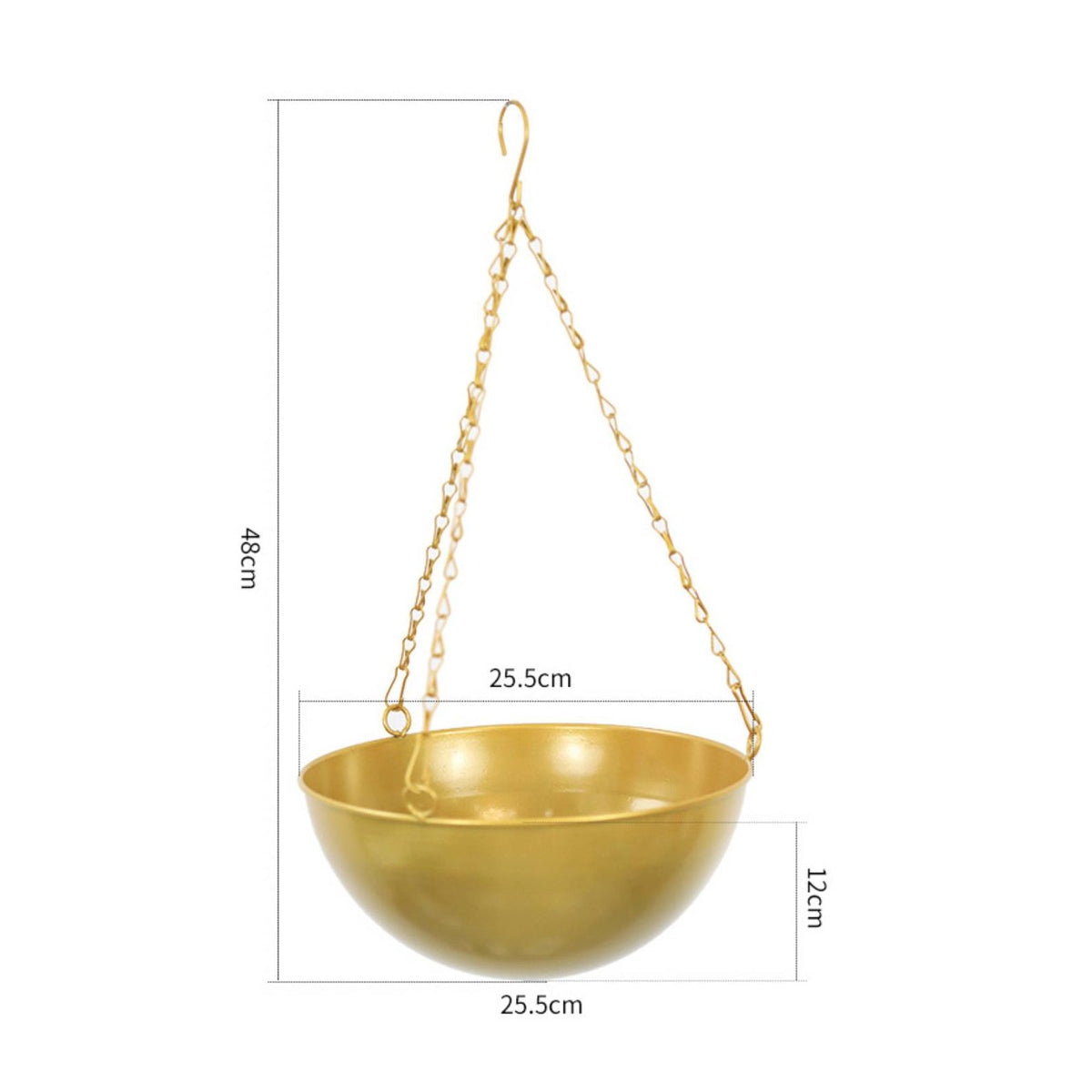 Metal Hanging Plant Pot Indoor Outdoor Round Hanging Basket with Chain for Patio