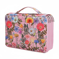 Large Capacity Floral Pencil Case Oxford Material 4-Layer Zipper Pen Bag Elastic Slots 200 Slot Pencil Holder for Students, Artists, School