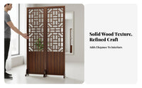 Foldable Design Chinese Design Folding Screen Solid Wood Frame Semi-Hollow Partition Screen Installation-No Assembly Wooden Fretwork Room Divider Space-Saving for Apartment Dwellers, Interior Designers, Business Owners, Entryway, Bedroom, Restaurant