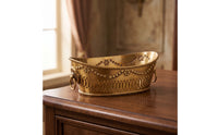 Brass Tray with Hanging Rings Gold Presentation Plate Carved for Entryway