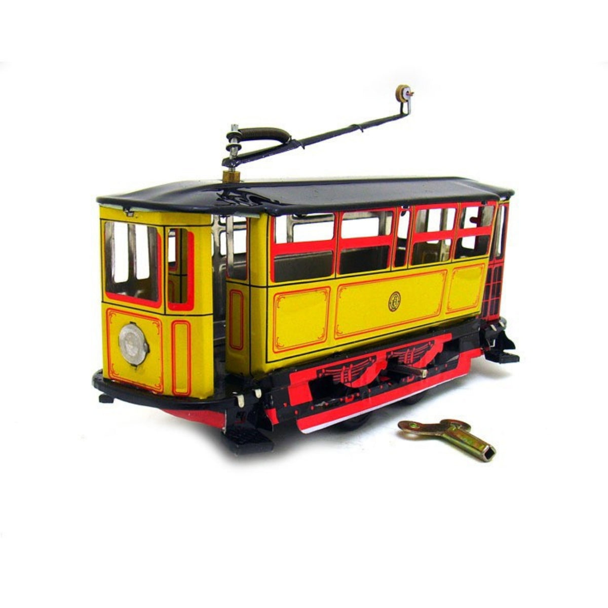 Hand-Cranked Trams Vintage-Style Tinplate Trams Decorative Streetcars for Shop Interior