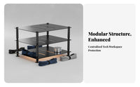 All-Metal Construction Modular Audio Rack Shock-Absorbing Feet Multi-Tier Amplifier Stand Powder Coated Finish Desktop Equipment Shelf Vented Shelves for Audiophiles, Home Studio