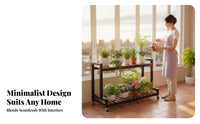 With casters Tiered Plant Stand Multitiered Rolling Flower Pot Stand Space-Saving Display Shelf Easy Assembly for Gardening lovers, Apartment Dwellers, Balcony, Living Room, Porch, Corner