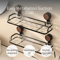 Washroom Suction Organizer Drill Installation Wall Mounted Storage Box Removable Suction Washroom Organizer for Renters, Students, Kitchen