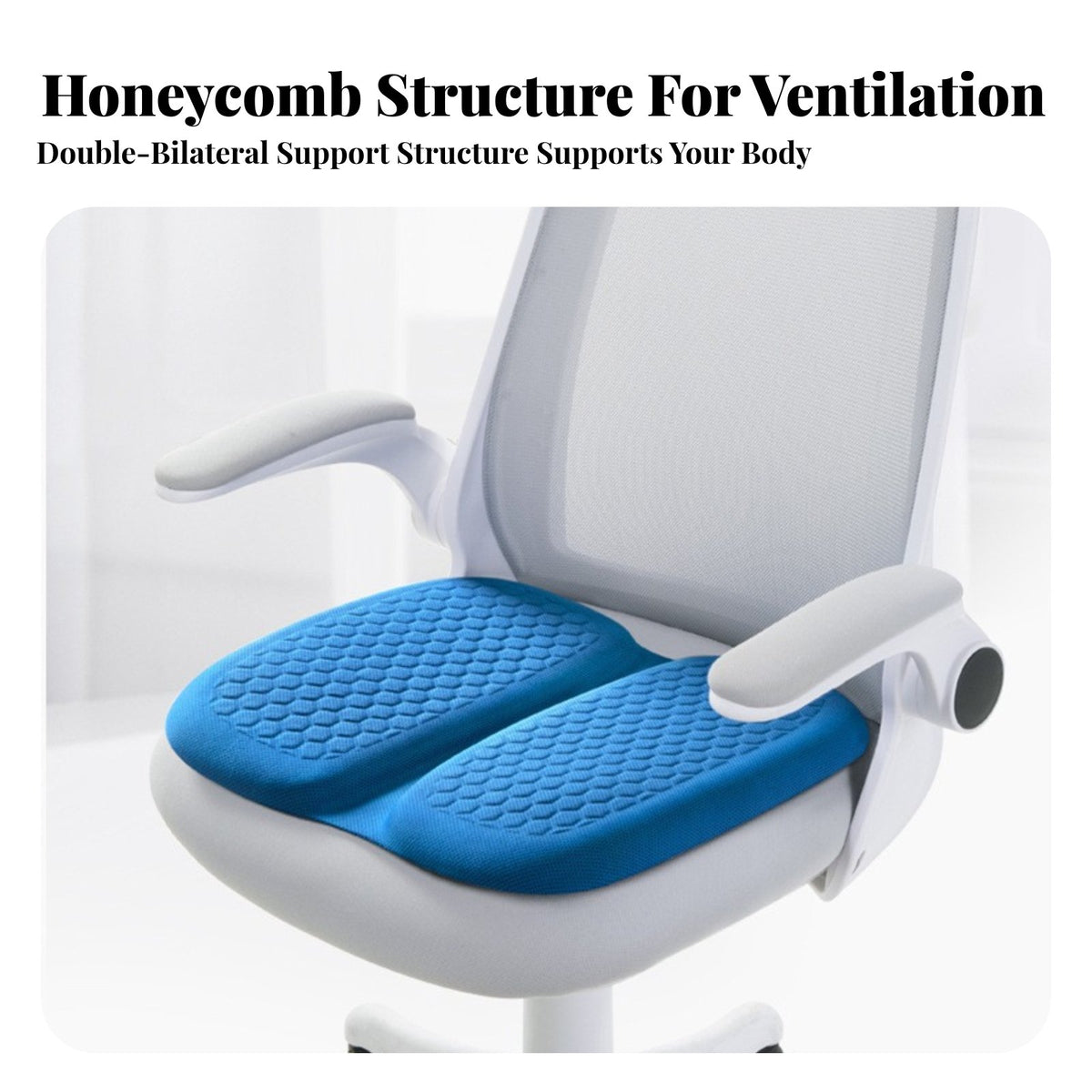 Soft and Bouncy Honeycomb Cooling Cushion Non-Deformable Honeycomb Gel Cushion for Office Workers, People with Back Pain, Car, Home, Stadium