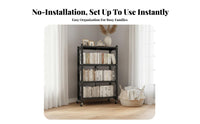 No-Installation Required Foldable Rolling Rack Multi-Tier Rolling Foldable Shelving Unit Space-Saving Household Storage Mobile with Wheels for Home Organizers, Apartment Dwellers, Kitchen, Balcony, Living Room, Bedroom