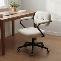 Stylish Design Ergonomic Computer Chair Skin-Friendly Textile Upholstered Rolling Desk Chair Quiet Wheels Home Furniture Easy Assembly for Students, Women, Dorm Room, Bedroom
